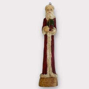 Santa Claus Hand Painted Skinny Pencil Hanging Ornament Christmas Holiday Decor
